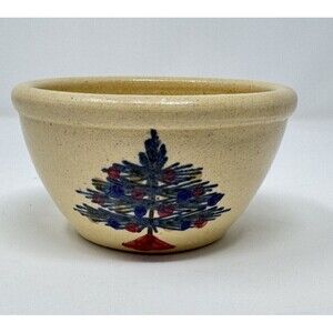 Vintage Handpainted Ceramic Small Bowl Pottery Christmas Tree Holiday Decor